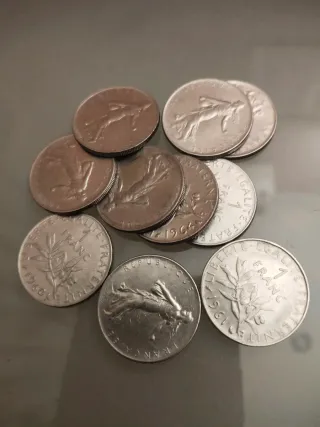 Lote 10 monedas 1 Franco Francia 1960