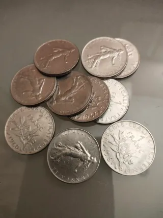 Lote 10 monedas 1 Franco Francia 1960