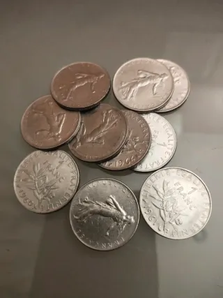 Lote 10 monedas 1 Franco Francia 1960