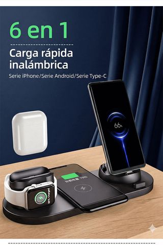 Estación Carga Universal 6 en 1 + Auricular