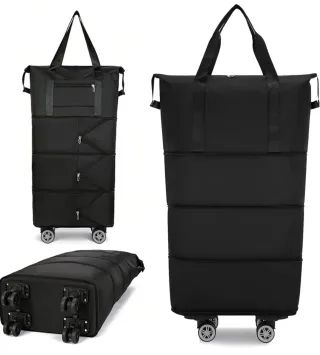 Bolsa de Viaje Plegable con Ruedas Negra