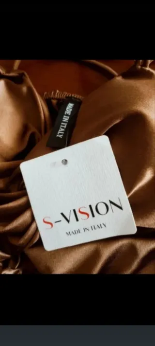 Vestido dourado/marrom com etiqueta