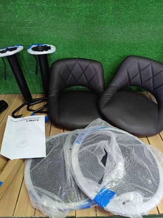 SONGMICS Sgabelli da Bar, Set di 2, Sedie da Cucina con Struttura in Metallo Stabile e Rivestimento in Similpelle, Poggiapiedi, Altezza Sedile Regolabile, Montaggio Semplice, Vintage, Antracite LJB072B01V2