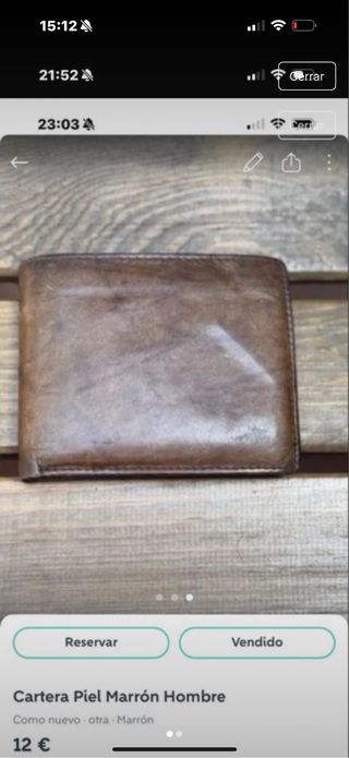 Cartera de piel marrón para hombre