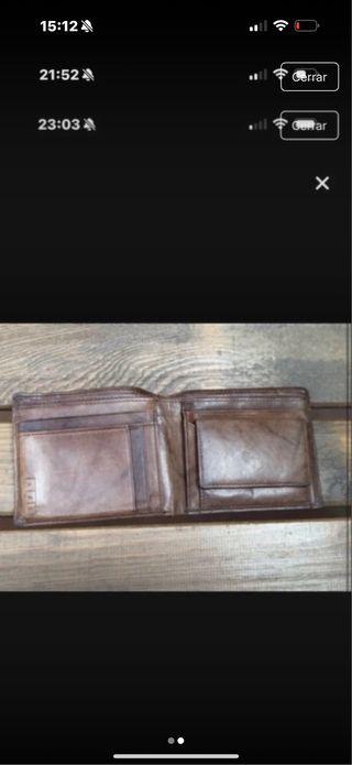 Cartera de piel marrón para hombre