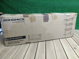 SONGMICS Tendedero, Plegable de 4 Niveles, Móvil, con Ruedas, Alas Plegables, 63,5 x 128 x 173 cm, Gran Capacidad, Montaje Fácil, Uso Interior y Exterior, Blanco LLR701W01