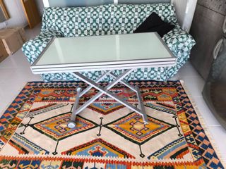 Mesa comedor extensible cristal y metal