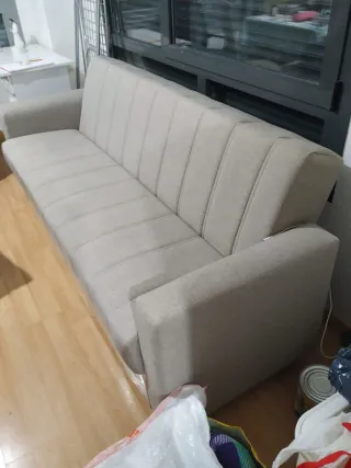 Sofá Cama Beige Tela