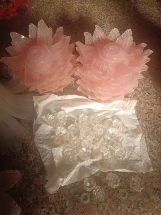 Flores para candeeiros em plástico rosa