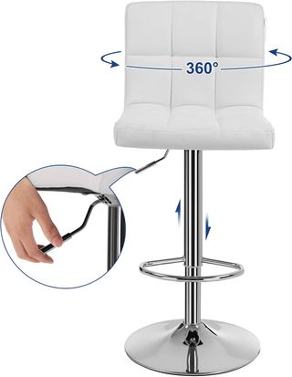 Set di 2 Sgabelli da Bar Bianchi Regolabili LJB64W