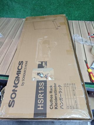 SONGMICS Burro Ropa con Ruedas, Perchero Burro Extensible con Carga Pesada, Capacidad de Carga Máx. de 100 kg, 45 x (92-132) x 161,5 cm, Fácil de Montar, Portátil, Plata HSR13S