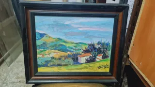 Cuadro al óleo paisaje rural