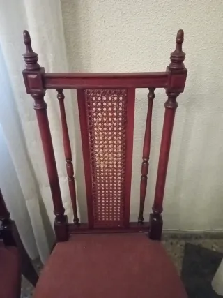 Pack 6 Sillas Antiguas Madera y Tela