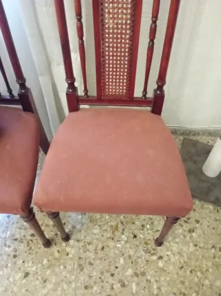 Pack 6 Sillas Antiguas Madera y Tela