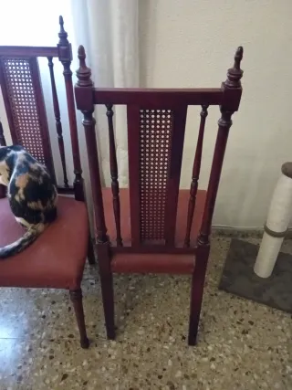 Pack 6 Sillas Antiguas Madera y Tela