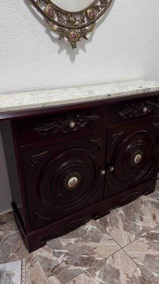 Mueble recibidor y espejo antiguos