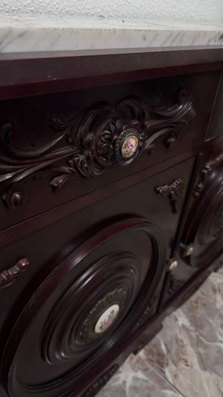 Mueble recibidor y espejo antiguos