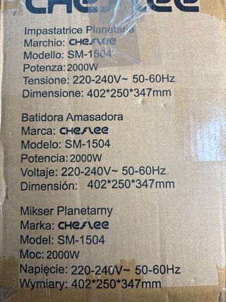 Batidora Amasadora Profesional 2000W
