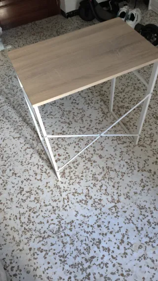 Mesa escritorio madera y metal 40x63x73