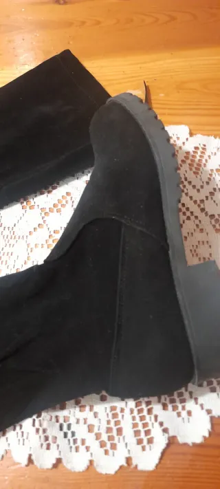 Stivali alti donna camoscio nero n.36