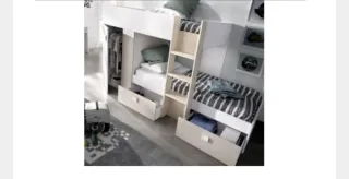 Cama tren con armario y cajones