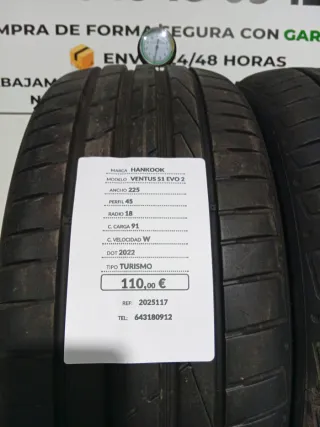 225 45 18 91W HANKOOK VENTUS S1 EVO 2