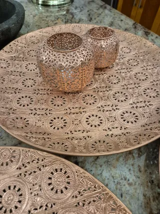 3 Bandejas Decorativas con Portavelas