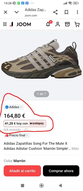 Adidas SFTM JR8044 Marrón Talla 43.5/45.5