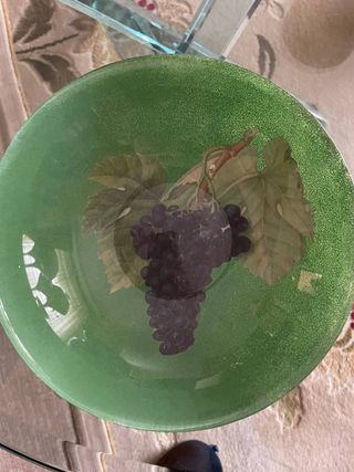 Ciotola in vetro decoupage uva