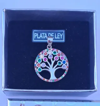 Colgante Plata Árbol de la Vida Multicolor