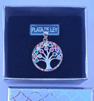 Colgante Plata Árbol de la Vida Multicolor
