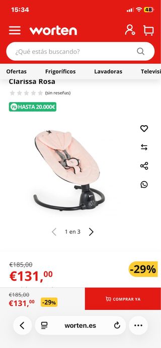 Silla bebé Mo Ni Clarissa rosa
