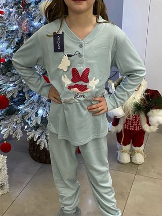 Pigiama bambina blu bordeaux e celeste chiaro