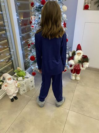 Pigiama bambina blu bordeaux e celeste chiaro