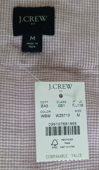 Camisa J.Crew hombre talla M manga corta lila
