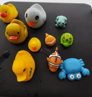 10 Juguetes de Baño: Patos, Cangrejo, Tortuga