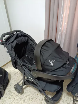 Trío Cochecito Bebé Negro Asalvo