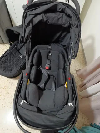 Trío Cochecito Bebé Negro Asalvo