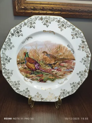 Bandeja porcelana faisanes decorada