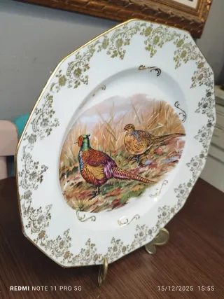Bandeja porcelana faisanes decorada