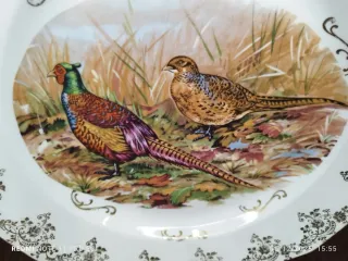 Bandeja porcelana faisanes decorada