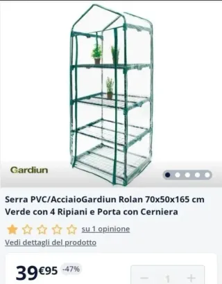 Invernadero 4 Baldas con ruedas 70x50x165cm