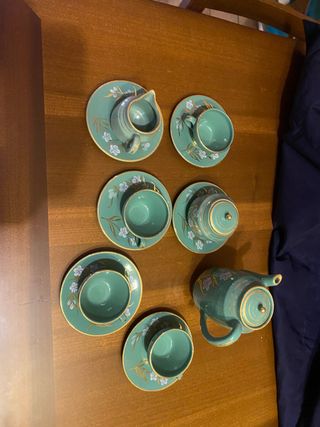 Servizio da tè verde e oro