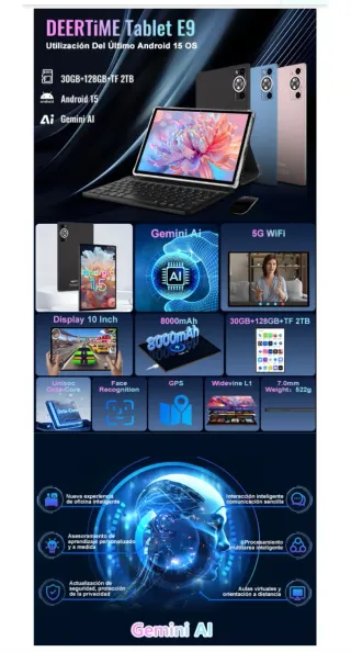 Tablet DEERTIME Gemini AI 10 30GB RAM 128GB