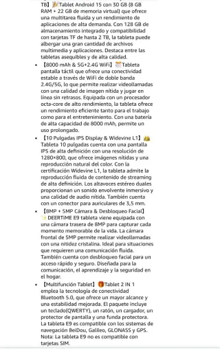 Tablet DEERTIME Gemini AI 10 30GB RAM 128GB