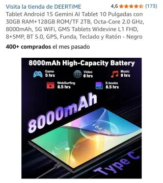 Tablet DEERTIME Gemini AI 10 30GB RAM 128GB