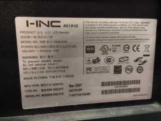 Monitor I-INC AG191D Plata y Negro