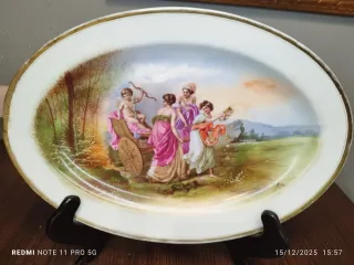 Bandeja Antigua Francesa Porcelana Dorada