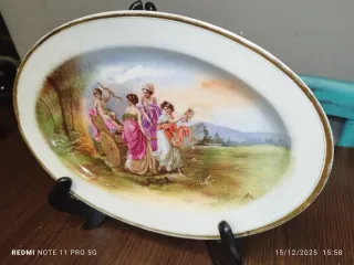 Bandeja Antigua Francesa Porcelana Dorada