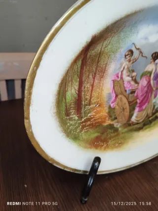 Bandeja Antigua Francesa Porcelana Dorada